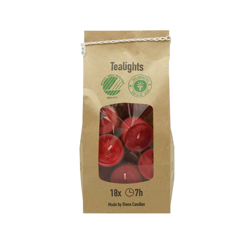 Diana Danish Tealight Eco-Friendly 18pk Red Diana Danish Tealight Eco-Friendly 18pk Red