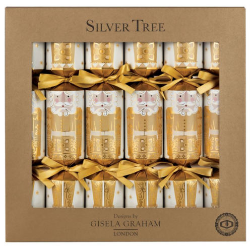 Silver Tree Crackers Gold Nutcracker 6 Piece Silver Tree Crackers Gold Nutcracker 6 Piece
