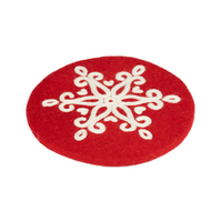 Felt Trivet Red with Snowflake