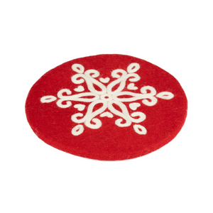 Option2 Felt Trivet Red with Snowflake Option2 Felt Trivet Red with Snowflake
