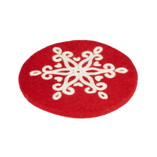 Option2 Felt Trivet Red with Snowflake Option2 Felt Trivet Red with Snowflake