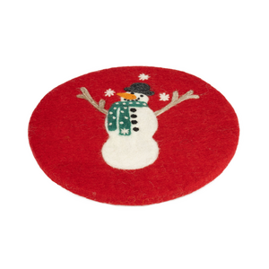 Option2 Felt Trivet Red with Snowman Option2 Felt Trivet Red with Snowman