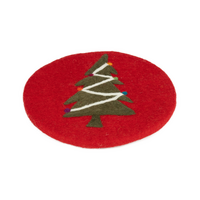 Felt Trivet Red with Christmas Tree