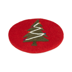 Option2 Felt Trivet Red with Christmas Tree Option2 Felt Trivet Red with Christmas Tree