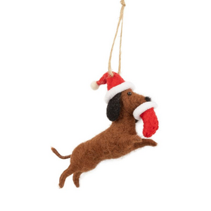Option2 Weiner Dog with a Santa Hat Ornament Option2 Weiner Dog with a Santa Hat Ornament