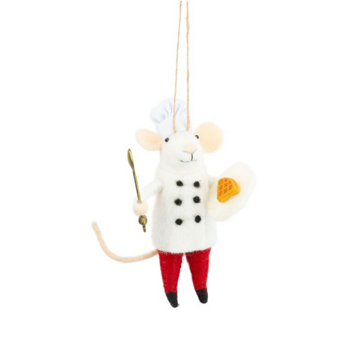 Option2 Felt Chef Mouse with Waffles Ornament Option2 Felt Chef Mouse with Waffles Ornament