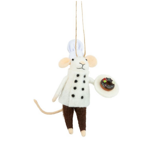Option2 Felt Chef Mouse with a Donut Ornament Option2 Felt Chef Mouse with a Donut Ornament