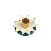 Cream Poinsettia Taper Candle Holder