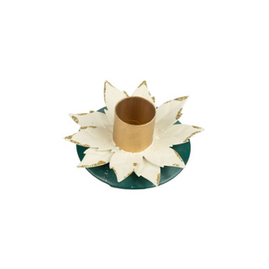 Option2 Cream Poinsettia Taper Candle Holder Option2 Cream Poinsettia Taper Candle Holder