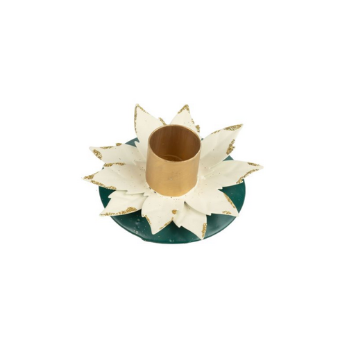 Option2 Cream Poinsettia Taper Candle Holder Option2 Cream Poinsettia Taper Candle Holder