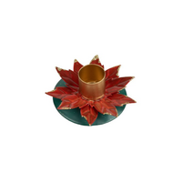 Red Poinsettia Taper Candle Holder
