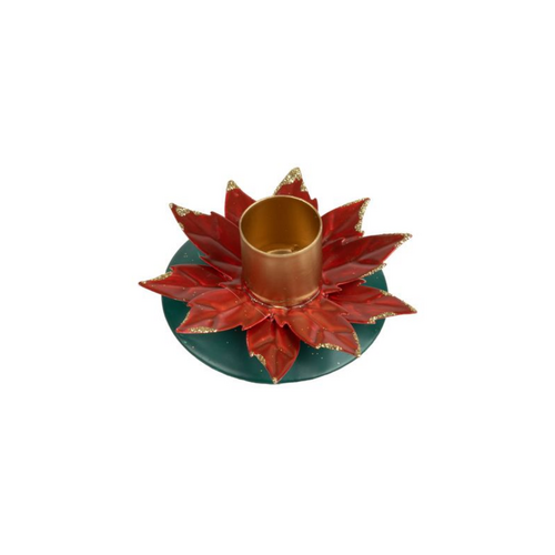 Option2 Red Poinsettia Taper Candle Holder Option2 Red Poinsettia Taper Candle Holder