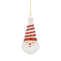 Glass Red and White Santa Ornament