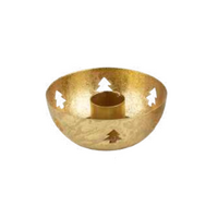Bowl Shaped Gold Taper Candle Holder