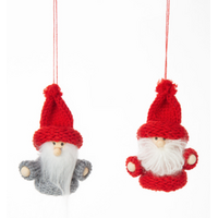 Mini Santa Ornament with Knitted Hat