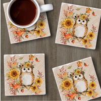 Coaster Absorbent Friendly Owl Set of 4