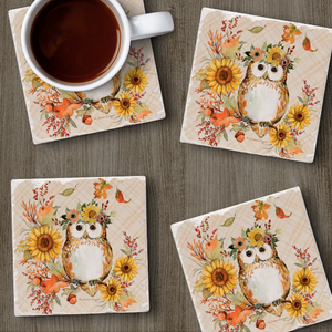CounterArt Coaster Absorbent Friendly Owl Set of 4