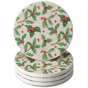 CounterArt Coaster Absorbent Happy Holly Set of 4