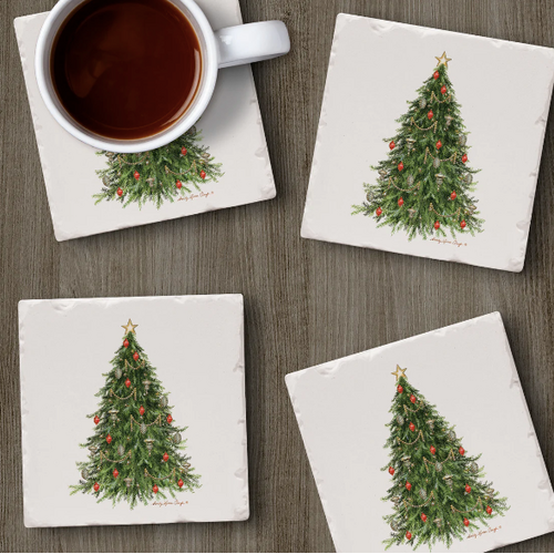 CounterArt Coaster Absorbent O Christmas Tree Set of 4 CounterArt Coaster Absorbent O Christmas Tree Set of 4