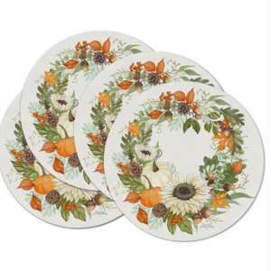CounterArt Placemat Reversible Round Farmhouse Fall