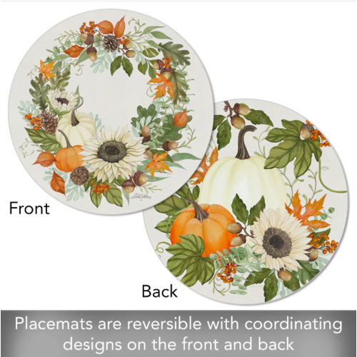 CounterArt Placemat Reversible Round Farmhouse Fall