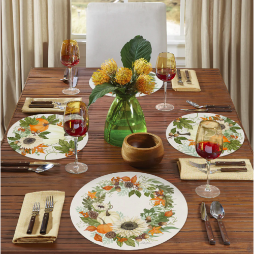 CounterArt Placemat Reversible Round Farmhouse Fall