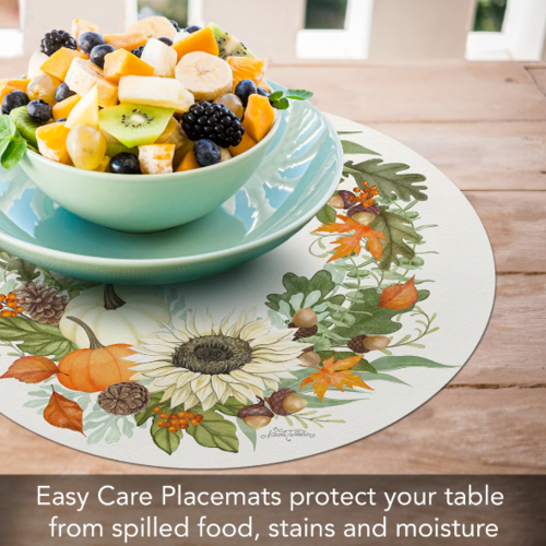 CounterArt Placemat Reversible Round Farmhouse Fall
