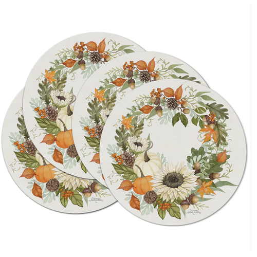 CounterArt Placemat Reversible Round Farmhouse Fall