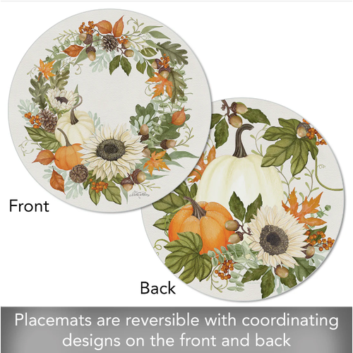 CounterArt Placemat Reversible Round Farmhouse Fall