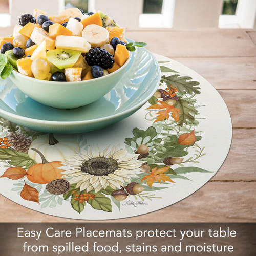 CounterArt Placemat Reversible Round Farmhouse Fall