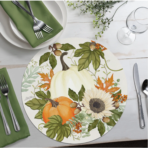CounterArt Placemat Reversible Round Farmhouse Fall