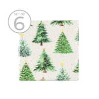 Coasters Ceramic Confetti Trees Set of 6