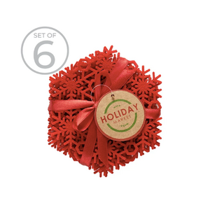 Harman Snowflake Felt Coaster Red Set of 6 Harman Snowflake Felt Coaster Red Set of 6
