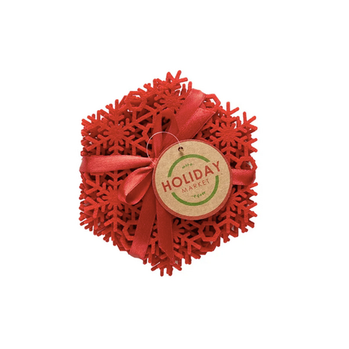 Harman Snowflake Felt Coaster Red Set of 6 Harman Snowflake Felt Coaster Red Set of 6