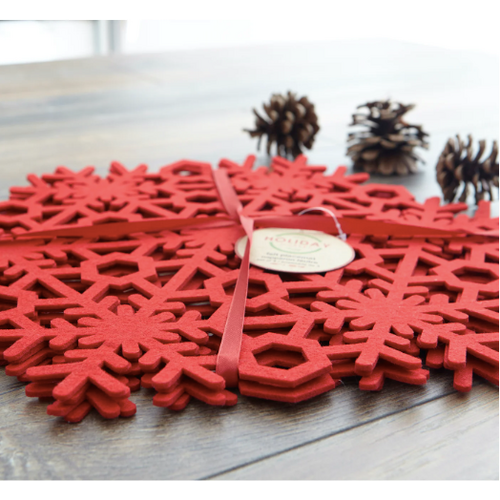 Harman Snowflake Felt Placemat Red Harman Snowflake Felt Placemat Red
