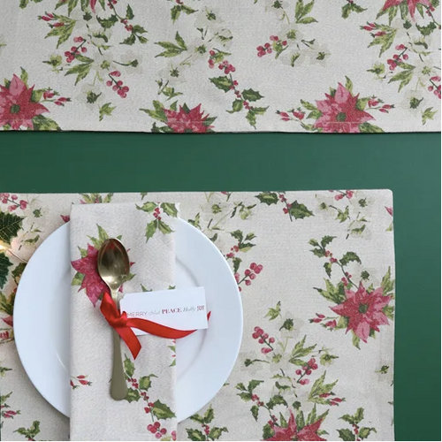 Harman Table Runner Shimmer Poinsettia 72 x 13 Inch Harman Table Runner Shimmer Poinsettia 72 x 13 Inch