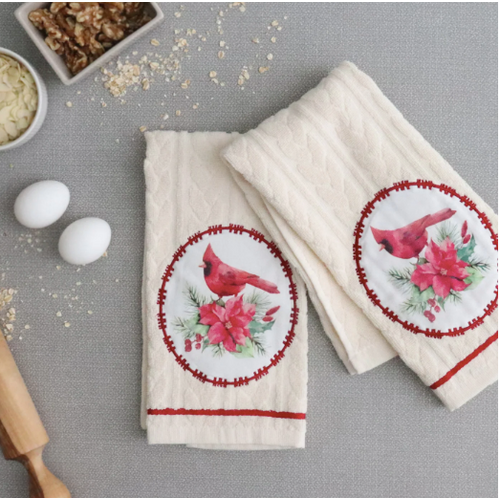 Harman Tea Towel Embossed Appliqué Cardinal Harman Tea Towel Embossed Appliqué Cardinal
