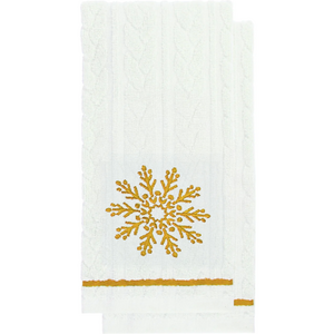 Harman Tea Towel Embroidered Snowflake Gold