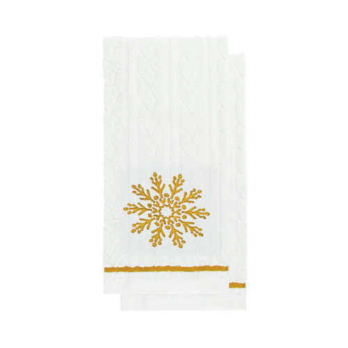 Harman Tea Towel Embroidered Snowflake Gold Harman Tea Towel Embroidered Snowflake Gold