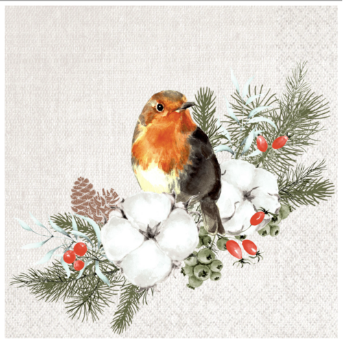 IHR Napkin Lunch Paper Robin Forest IHR Napkin Lunch Paper Robin Forest