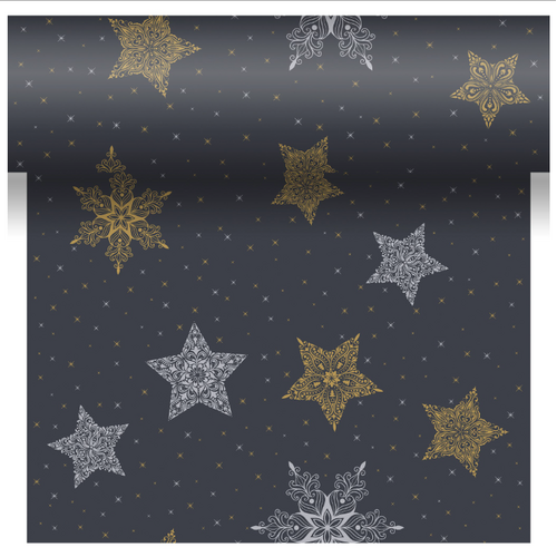 Tablerunner/Placemat Snowstars Black Duni Tablerunner/Placemat Snowstars Black Duni