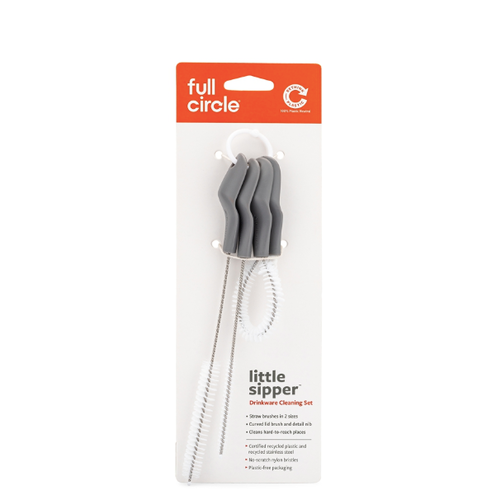 Full Circle Little Sipper Drinkware Cleaning Set Grey