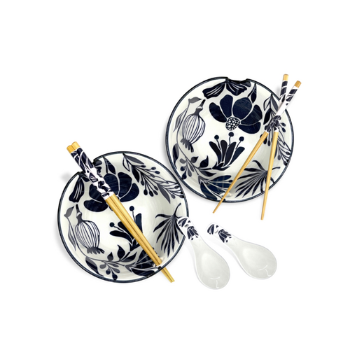 BIA Ramen Bowl Set Indigo Floral