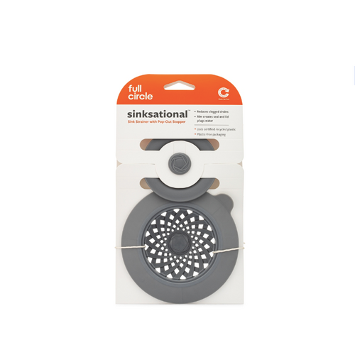 Full Circle Sinksational Sink Stopper and Strainer Grey