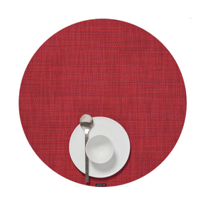 Chilewich Placemat Mini Basketweave Round Scarlet Chilewich Placemat Mini Basketweave Round Scarlet