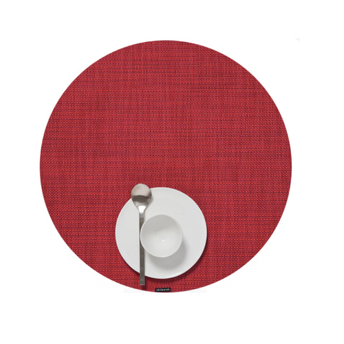 Chilewich Placemat Mini Basketweave Round Scarlet