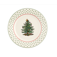 Christmas Tree Polka Dot Dessert Plate