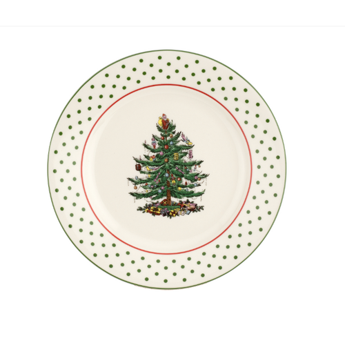 Spode Christmas Tree Polka Dot Dessert Plate Spode Christmas Tree Polka Dot Dessert Plate