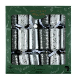 Christmas Tradition Crackers Silver Peace, Love, Joy 6 pcs