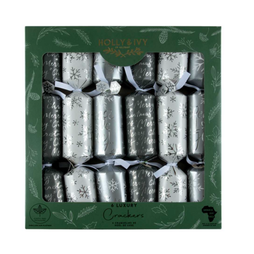 Christmas Tradition Crackers Silver Peace, Love, Joy 6 pcs